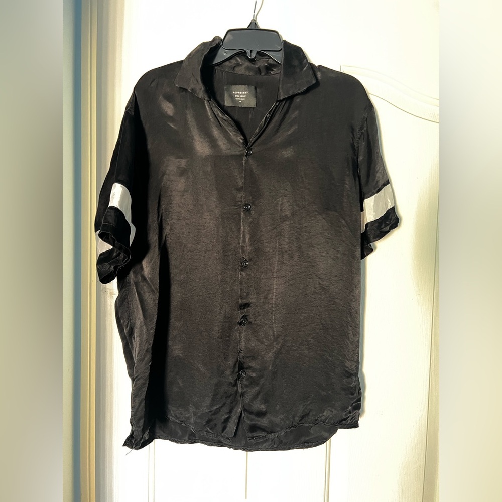 REPRESENT Black Button-Up Shirt with White Accents